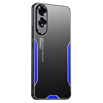 For Oppo A60 4G Phone Case Aluminium Alloy TPU PC Back Cover - Blue