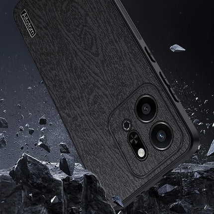 For Honor Play 9T Case Wood Texture PU Leather Coated PC+TPU Phone Cover