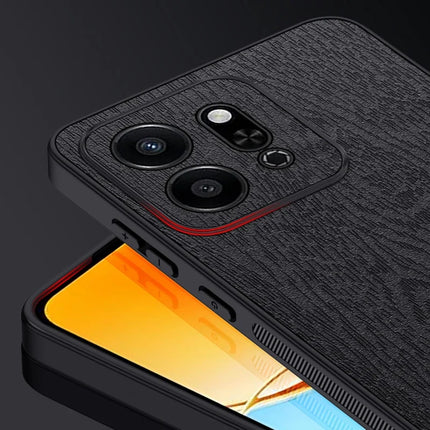 For Honor Play 9T Case Wood Texture PU Leather Coated PC+TPU Phone Cover