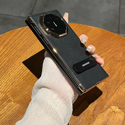For Huawei Mate XT Ultimate Case Kickstand Electroplating PU Leather+PC Phone Cover