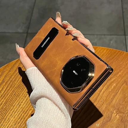 For Huawei Mate XT Ultimate Case Sheepskin Leather+PC Kickstand Phone Cover