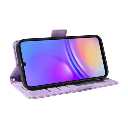 For Samsung Galaxy A06 Wallet Case ENKAY Imprint PU Leather Phone Stand Cover with Tempered Glass