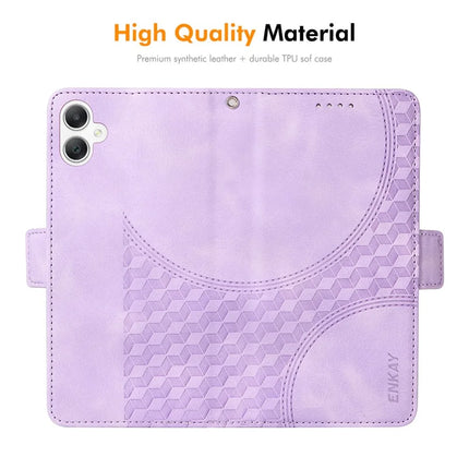 For Samsung Galaxy A06 Wallet Case ENKAY Imprint PU Leather Phone Stand Cover with Tempered Glass