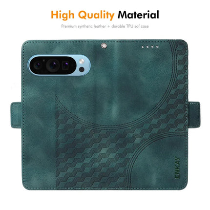 For Google Pixel 9 Pro Wallet Case ENKAY Imprint PU Leather Phone Stand Cover with Tempered Glass
