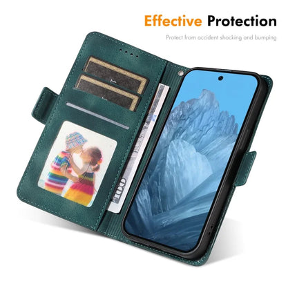 For Google Pixel 9 Pro Wallet Case ENKAY Imprint PU Leather Phone Stand Cover with Tempered Glass