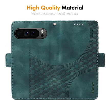 For Google Pixel 9 Pro XL Wallet Case ENKAY Imprint PU Leather Phone Stand Cover with Tempered Glass