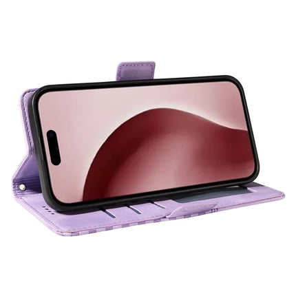 For iPhone 16 Pro Max Wallet Case ENKAY Imprint PU Leather Phone Stand Cover with Tempered Glass