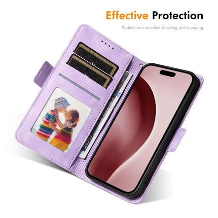 For iPhone 16 Pro Max Wallet Case ENKAY Imprint PU Leather Phone Stand Cover with Tempered Glass