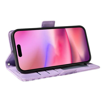 For iPhone 16 Plus Wallet Case ENKAY Imprint PU Leather Phone Stand Cover with Tempered Glass