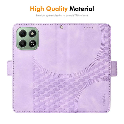 For Honor X6b 4G Wallet Case ENKAY Imprint PU Leather Phone Stand Cover with Tempered Glass
