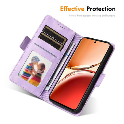 For Oppo Reno12 F 4G Wallet Case ENKAY Imprint PU Leather Phone Stand Cover with Tempered Glass