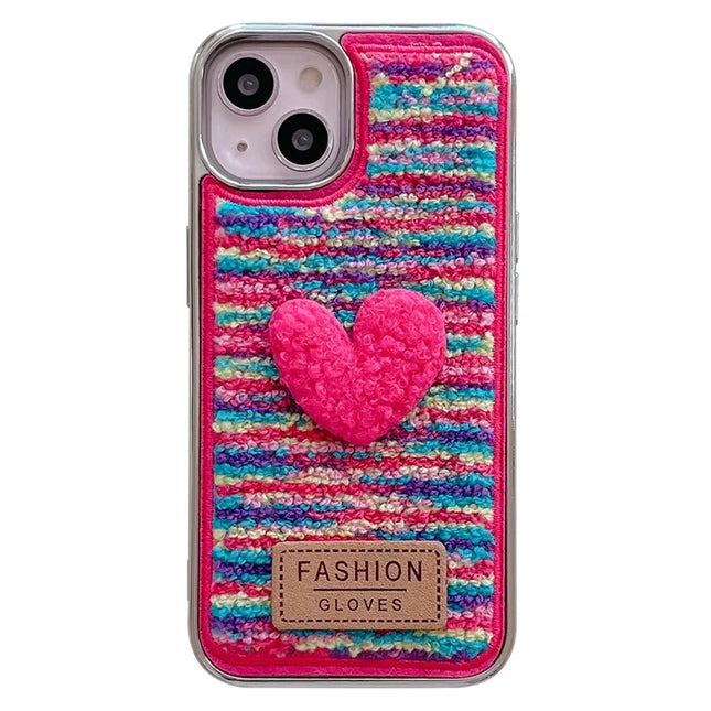 For iPhone 15 Pro Max Case Cute Love Heart TPU Electroplating Phone Cover - Colorful