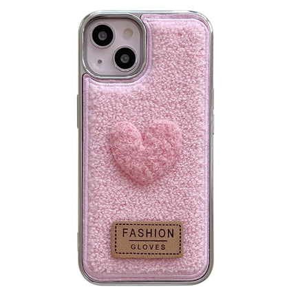 For iPhone 15 Pro Max Case Cute Love Heart TPU Electroplating Phone Cover - Pink