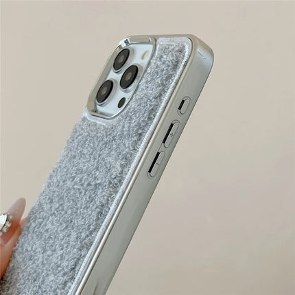 For iPhone 15 Pro Max Case Towel Felt Design TPU Electroplating Phone Cover
