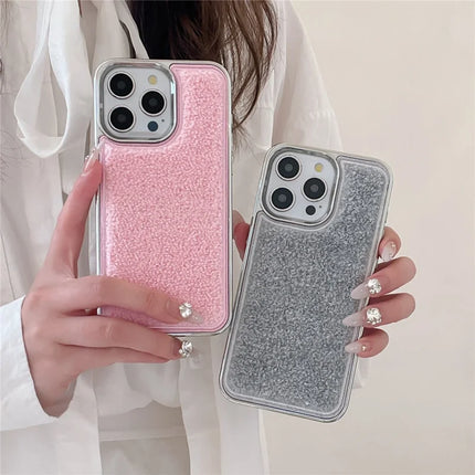 For iPhone 15 Pro Max Case Towel Felt Design TPU Electroplating Phone Cover