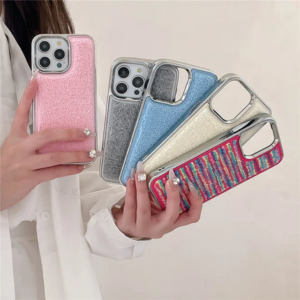 For iPhone 15 Pro Max Case Towel Felt Design TPU Electroplating Phone Cover