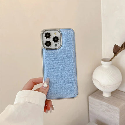 For iPhone 15 Pro Max Case Towel Felt Design TPU Electroplating Phone Cover