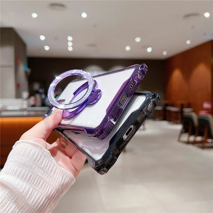 For Samsung Galaxy S23 Ultra Case Glitter Magnetic Kickstand Reinforced Corners Acrylic+TPU Phone Cover