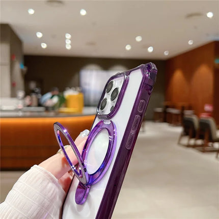 For iPhone 16 Pro Max Case Glitter Magnetic Kickstand Reinforced Corners Acrylic+TPU Phone Cover