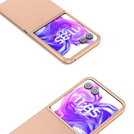 ABEEL For Motorola Razr 50 Ultra 5G Case Electroplating Phone Cover Horizon Series Genuine Cow Leather+TPU Protective Case