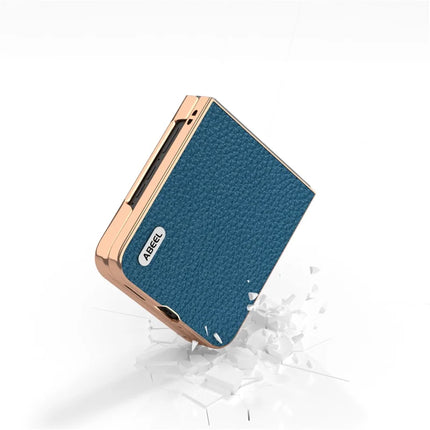 ABEEL For Motorola Razr 50 Ultra 5G Case Electroplating Phone Cover Star Series Genuine Cow Leather+TPU Protective Case