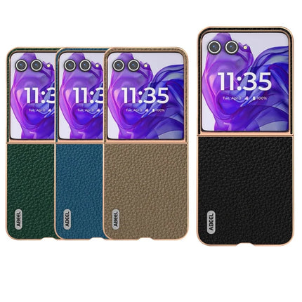 ABEEL For Motorola Razr 50 Ultra 5G Case Electroplating Phone Cover Star Series Genuine Cow Leather+TPU Protective Case