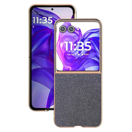 For Motorola Razr 50 Ultra 5G Case Electroplating Phone Cover Glitter Surface Design PU+TPU Protective Case
