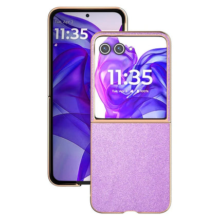 For Motorola Razr 50 Ultra 5G Case Electroplating Phone Cover Glitter Surface Design PU+TPU Protective Case