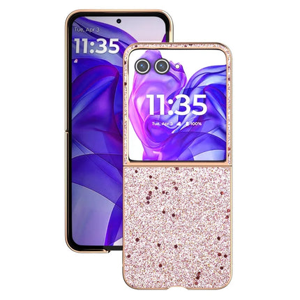 For Motorola Razr 50 Ultra 5G Case Electroplating Phone Cover Glitter Surface Design PU+TPU Protective Case