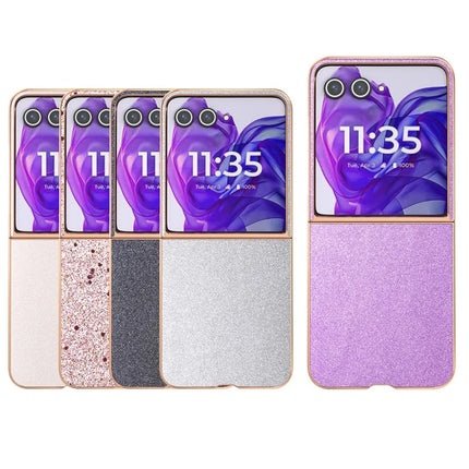For Motorola Razr 50 Ultra 5G Case Electroplating Phone Cover Glitter Surface Design PU+TPU Protective Case
