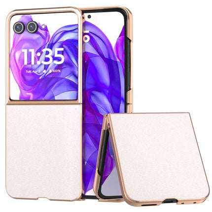 For Motorola Razr 50 Ultra 5G Case Electroplating Phone Cover Glitter Surface Design PU+TPU Protective Case - White