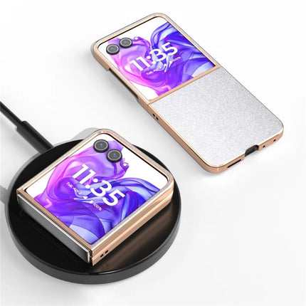 For Motorola Razr 50 Ultra 5G Case Electroplating Phone Cover Glitter Surface Design PU+TPU Protective Case