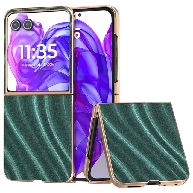 For Motorola Razr 50 Ultra 5G Case Electroplating Phone Cover Milky Way Pattern PU+TPU Protective Case - Green