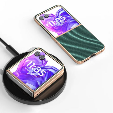 For Motorola Razr 50 Ultra 5G Case Electroplating Phone Cover Milky Way Pattern PU+TPU Protective Case