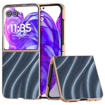 For Motorola Razr 50 Ultra 5G Case Electroplating Phone Cover Milky Way Pattern PU+TPU Protective Case - Blue
