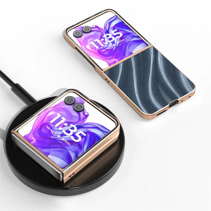 For Motorola Razr 50 Ultra 5G Case Electroplating Phone Cover Milky Way Pattern PU+TPU Protective Case