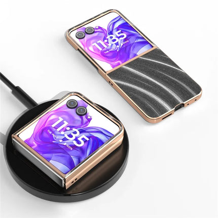 For Motorola Razr 50 Ultra 5G Case Electroplating Phone Cover Milky Way Pattern PU+TPU Protective Case