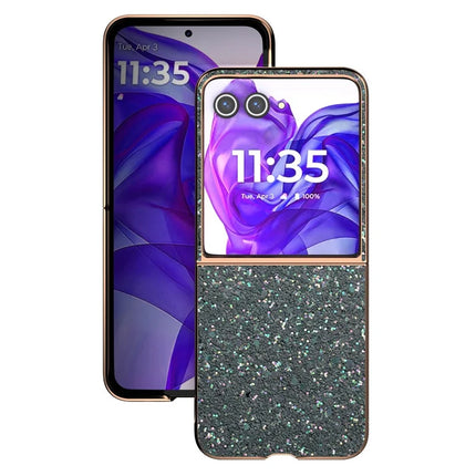 For Motorola Razr 50 Ultra 5G Case Electroplating Phone Cover Colored Glitter Design PU+TPU Protective Case