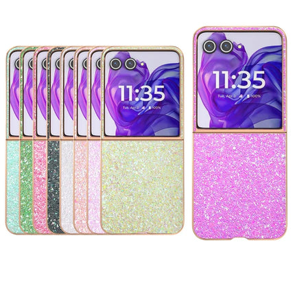 For Motorola Razr 50 Ultra 5G Case Electroplating Phone Cover Colored Glitter Design PU+TPU Protective Case