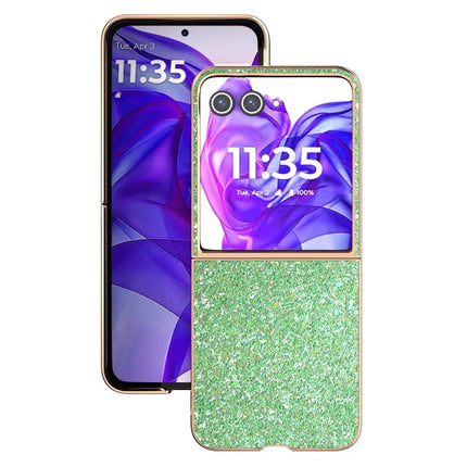 For Motorola Razr 50 Ultra 5G Case Electroplating Phone Cover Colored Glitter Design PU+TPU Protective Case