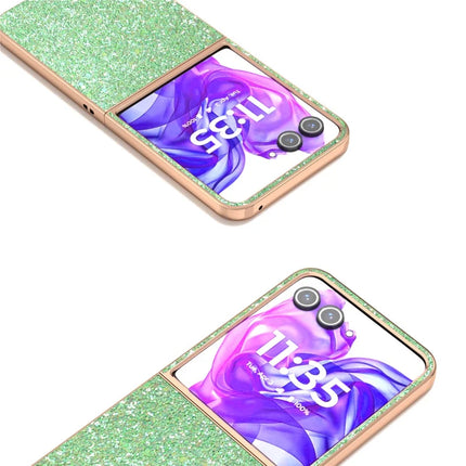 For Motorola Razr 50 Ultra 5G Case Electroplating Phone Cover Colored Glitter Design PU+TPU Protective Case