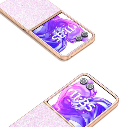 For Motorola Razr 50 Ultra 5G Case Electroplating Phone Cover Colored Glitter Design PU+TPU Protective Case