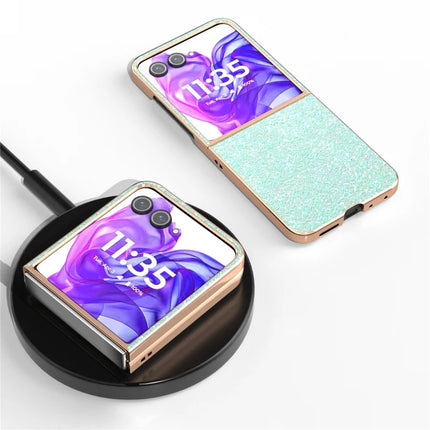 For Motorola Razr 50 Ultra 5G Case Electroplating Phone Cover Colored Glitter Design PU+TPU Protective Case