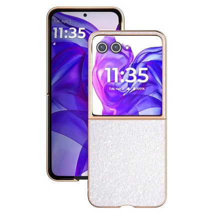 For Motorola Razr 50 Ultra 5G Case Electroplating Phone Cover Colored Glitter Design PU+TPU Protective Case