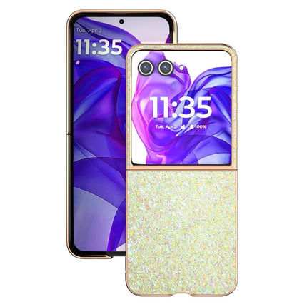 For Motorola Razr 50 Ultra 5G Case Electroplating Phone Cover Colored Glitter Design PU+TPU Protective Case