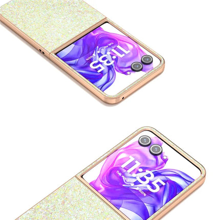 For Motorola Razr 50 Ultra 5G Case Electroplating Phone Cover Colored Glitter Design PU+TPU Protective Case