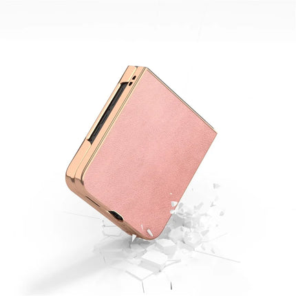 For Motorola Razr 50 Ultra 5G Case Electroplating Phone Cover Cowhide Texture PU+TPU Protective Case