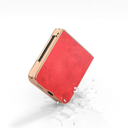 For Motorola Razr 50 Ultra 5G Case Electroplating Phone Cover Cowhide Texture PU+TPU Protective Case