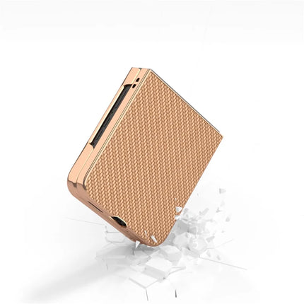 For Motorola Razr 50 Ultra 5G Case Electroplating Phone Cover Carbon Fiber Texture PU+TPU Protective Case