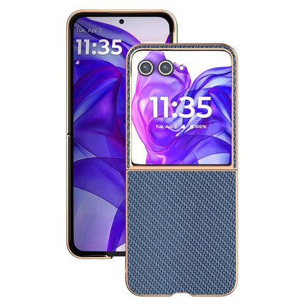 For Motorola Razr 50 Ultra 5G Case Electroplating Phone Cover Carbon Fiber Texture PU+TPU Protective Case